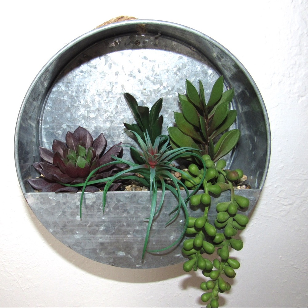 Galvanized Hanging Succulent Garden Planter - Picture 4 of 8